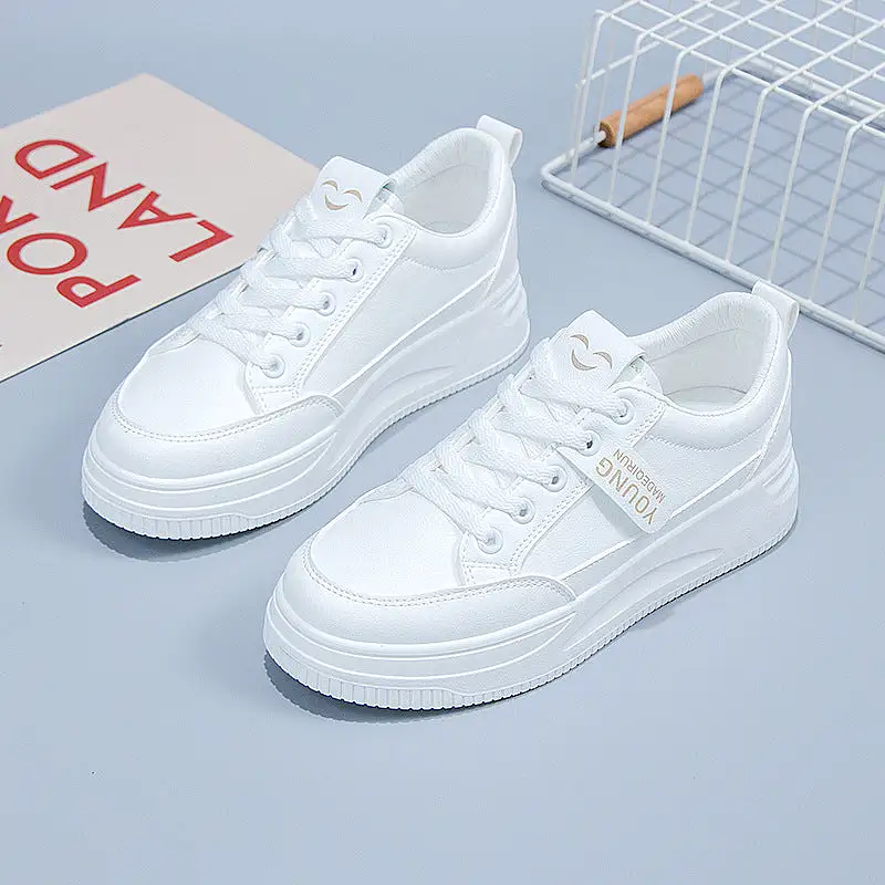 INSTOCK-White flat bottom shoes for women.