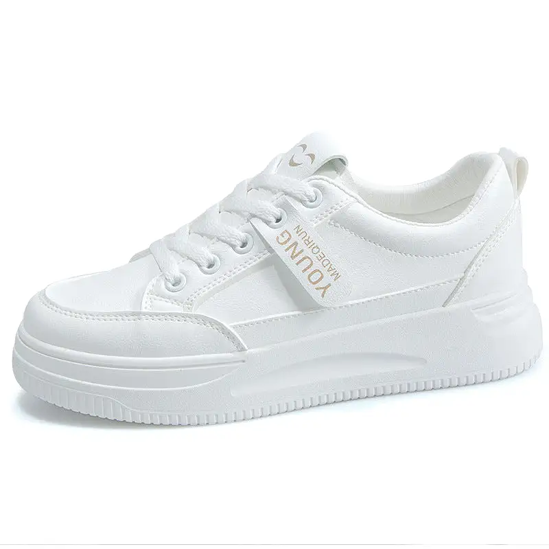 INSTOCK-White flat bottom shoes for women.