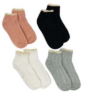 Invisible No-Show Socks/4 Pairs