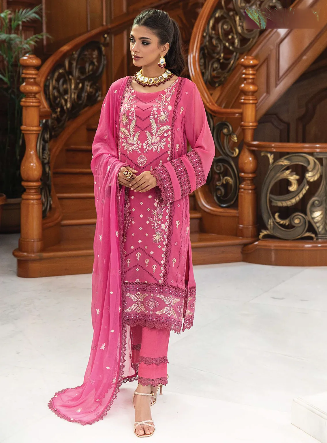 Khuwabeeda By Addee Embroidered Chiffon Stitched 3 Piece Suit - AD23KC MF-013 RAMEEN