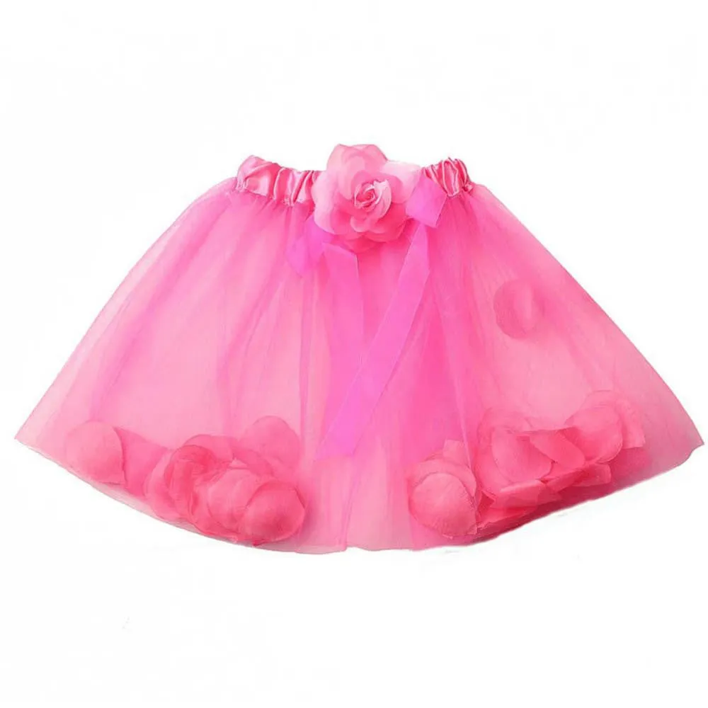 Kids Girls Flower Tulle Tutu Skirt Party Ballet Dancewear Skirts Pettiskirt Costume PY  SM6