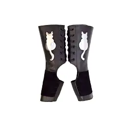 Kitty SHORT Black Aerial boots w/ metallic Cat + Grip Panel