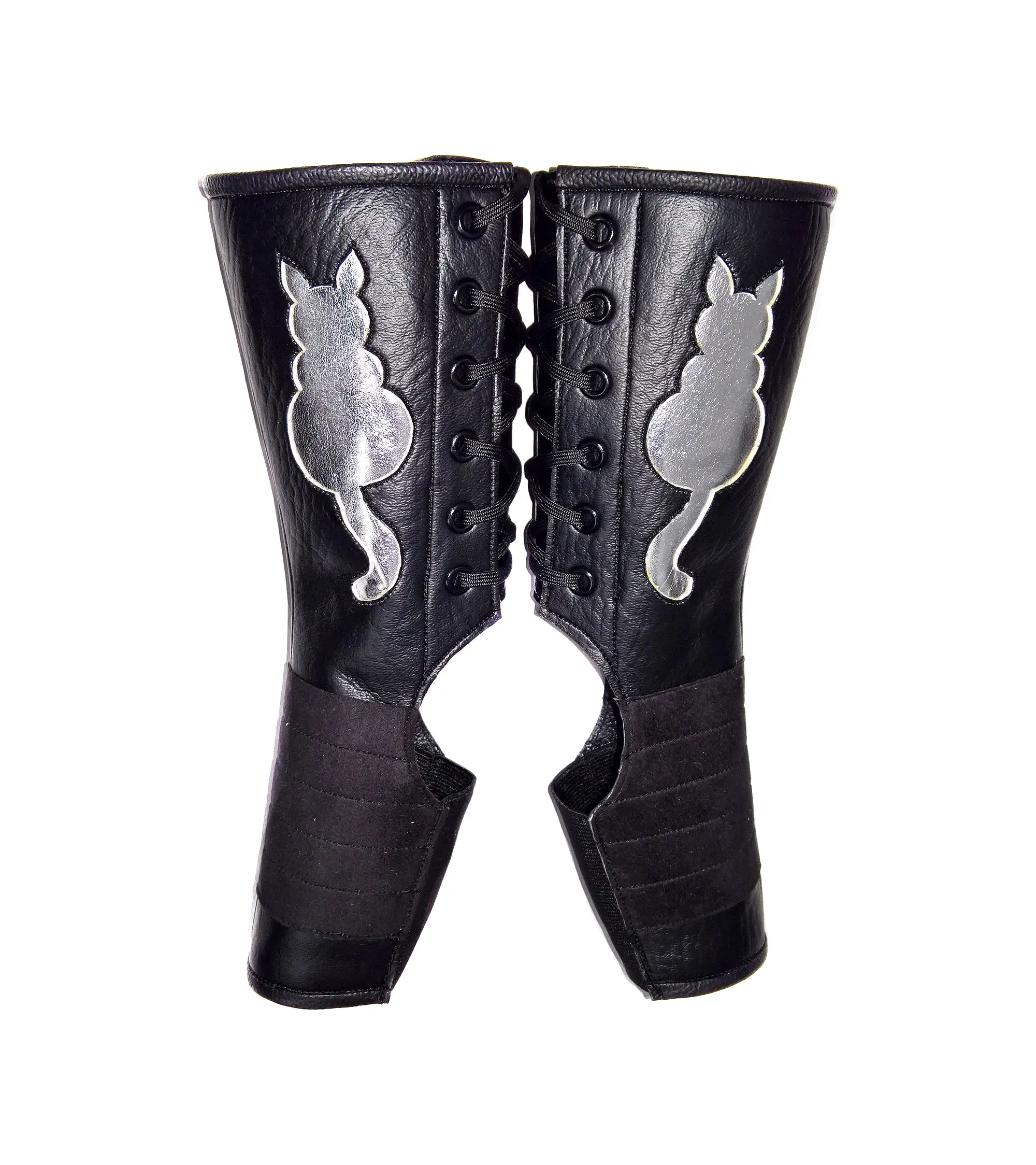 Kitty SHORT Black Aerial boots w/ metallic Cat + Grip Panel