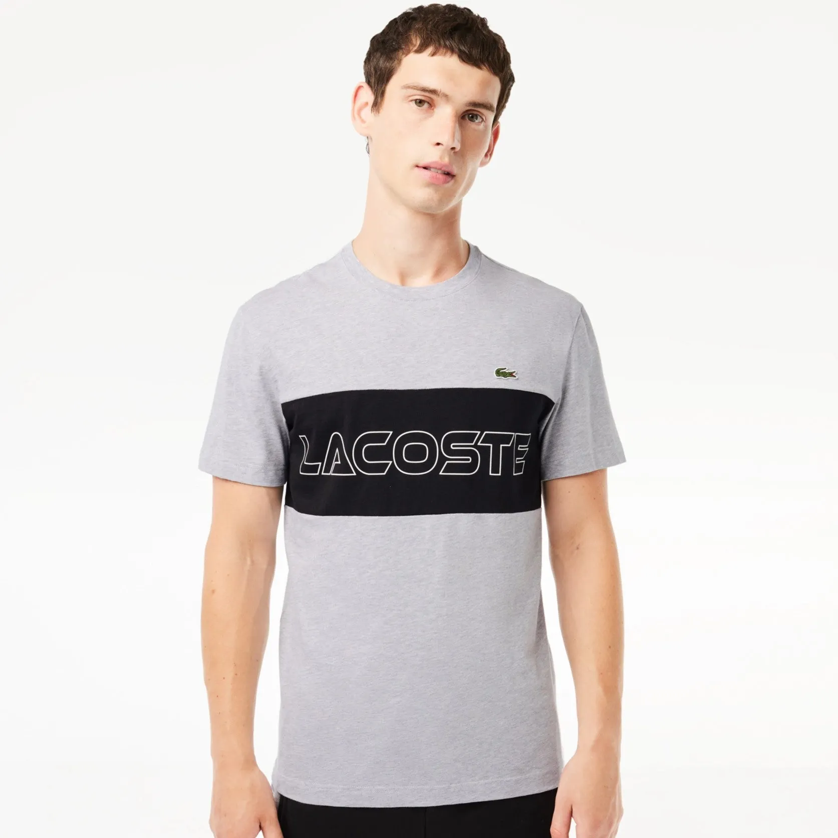 LACOSTE Men's Regular Fit Printed Colorblock T-Shirt