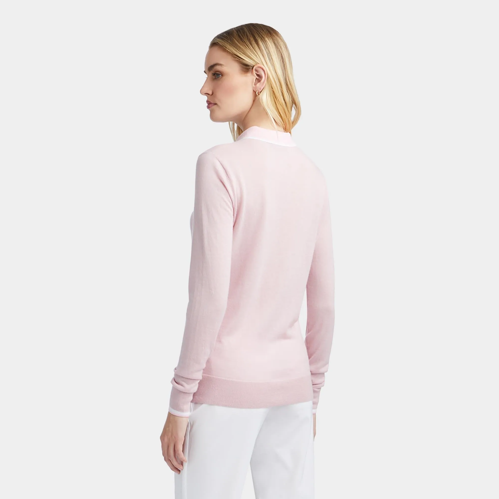 Ladies G/FORE Layered Cashmere Polo Sweater Trifle