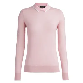 Ladies G/FORE Layered Cashmere Polo Sweater Trifle