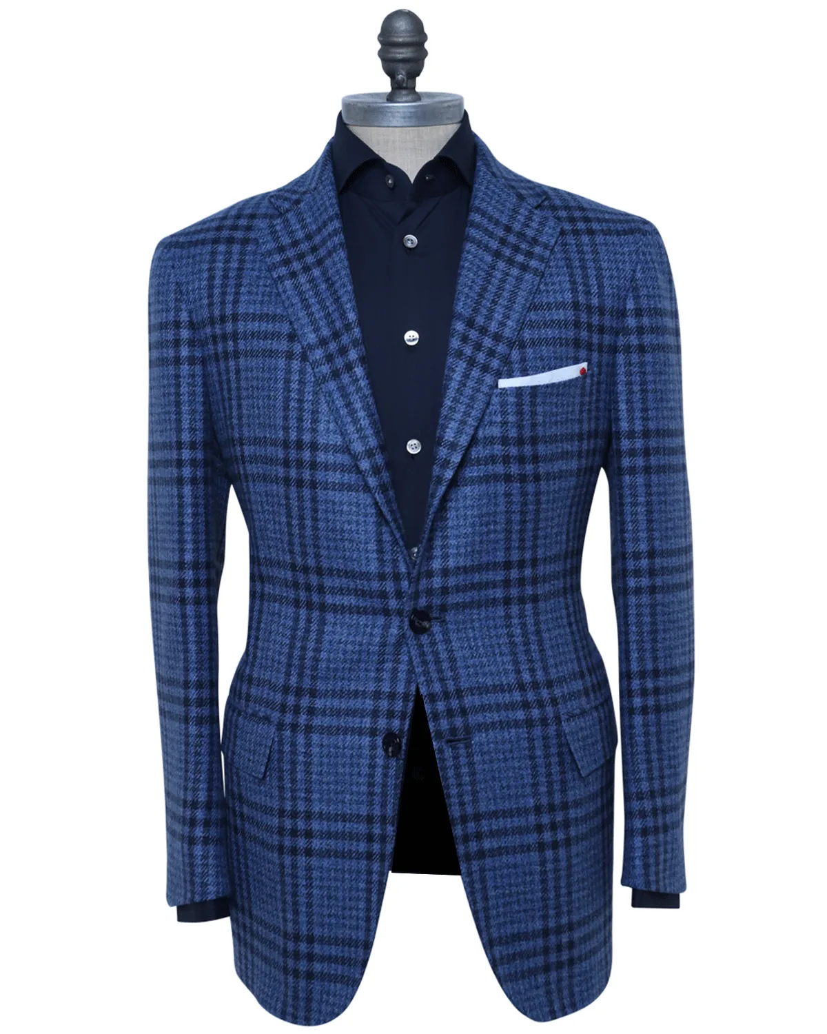 Light Blue with Navy Windowpane Cashmere Sportcoat