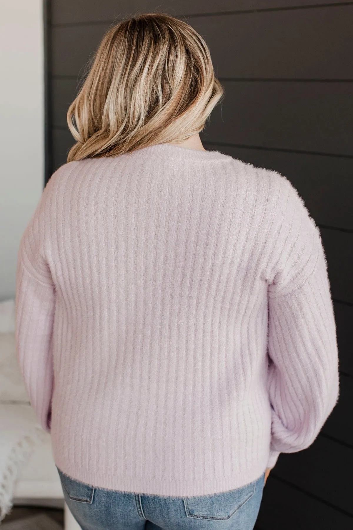 Like No Other Fuzzy Knit Sweater- Light Lavender