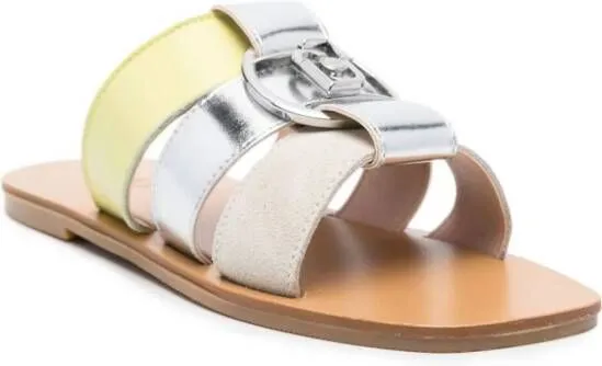 LIU JO logo-apliqué triple-strap sandals Yellow