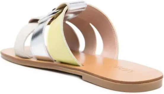 LIU JO logo-apliqué triple-strap sandals Yellow