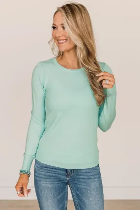 Lost In Your Love Knit Sweater- Aqua Blue