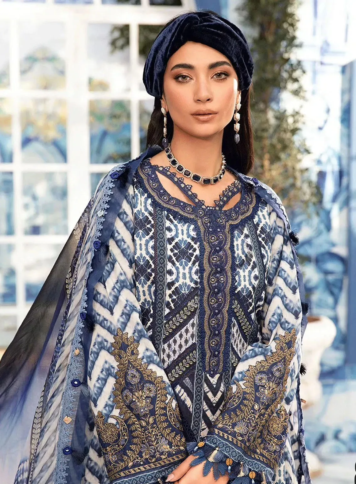 M Prints By Maria B Eid Embroidered Lawn 3 Piece Unstitched Suit MB24E2 8B