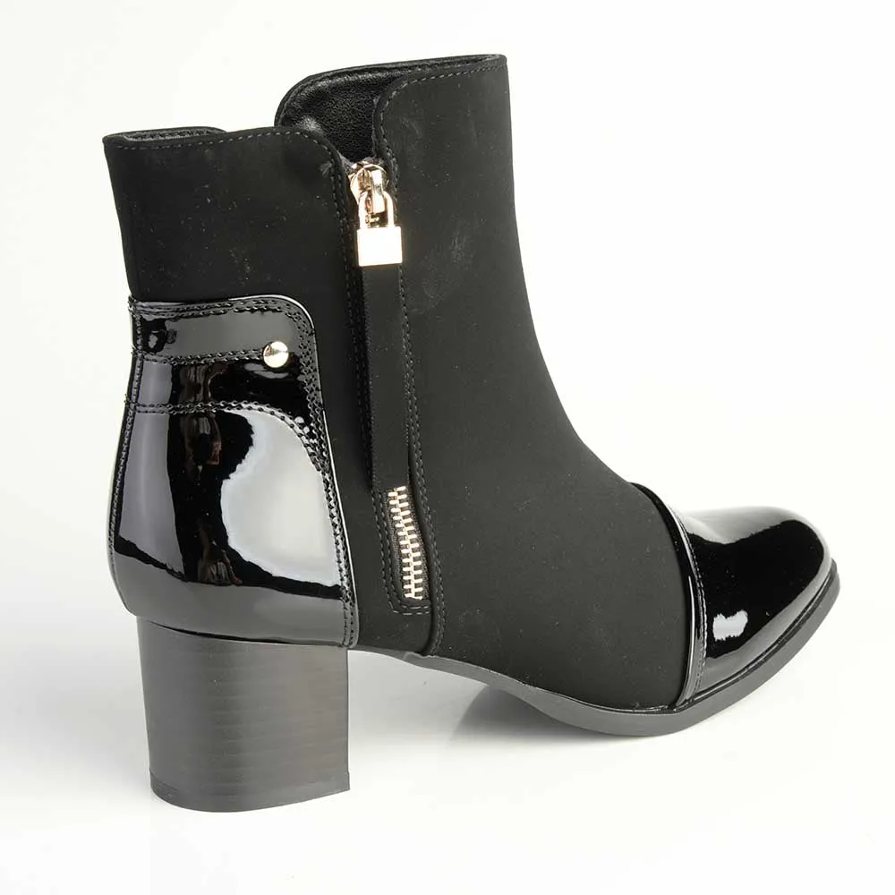 Madison Fabiola Patent Toe Ankle Boot - Black