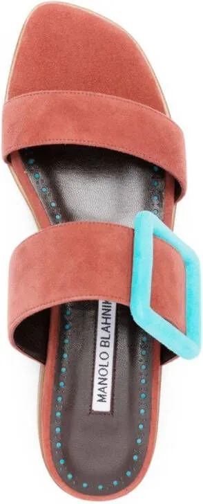 Manolo Blahnik buckle-detail suede sandals Pink