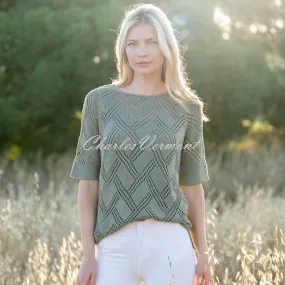 Marble Crochet Sweater Top - Style 7345-123 (Khaki)