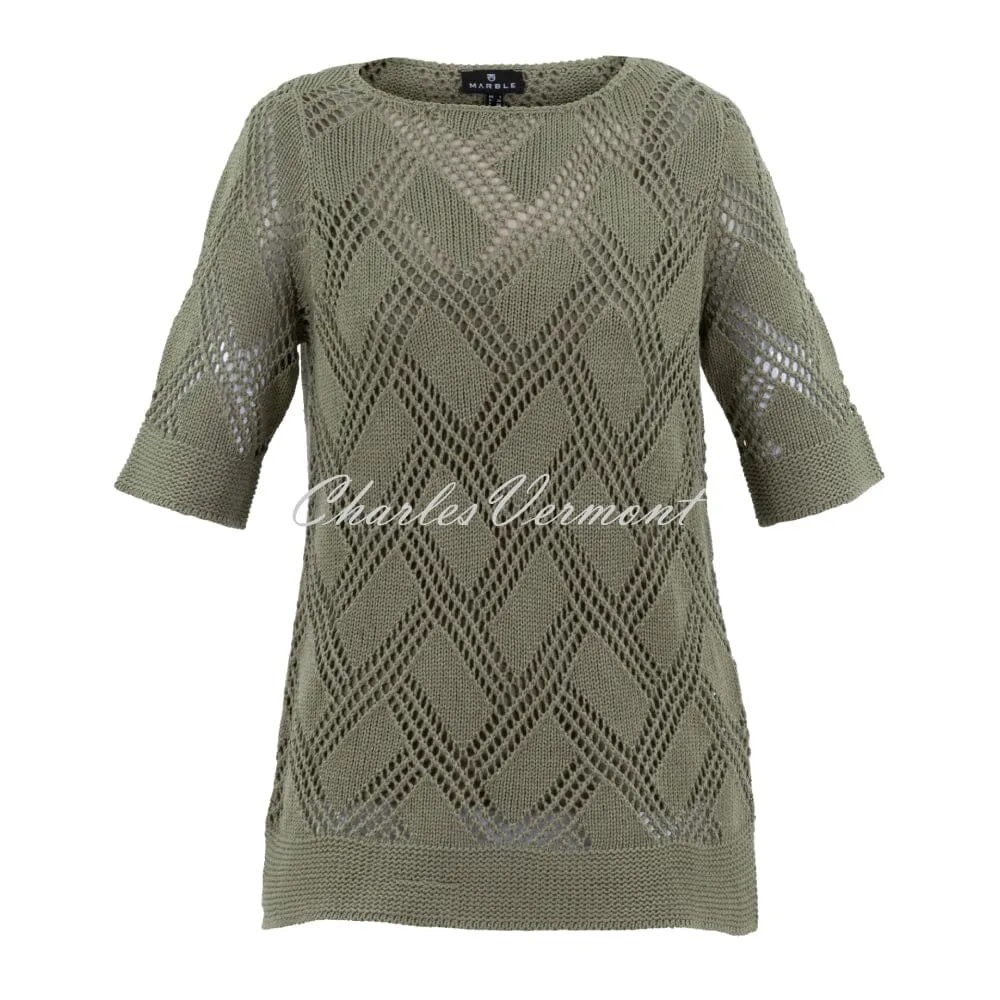 Marble Crochet Sweater Top - Style 7345-123 (Khaki)