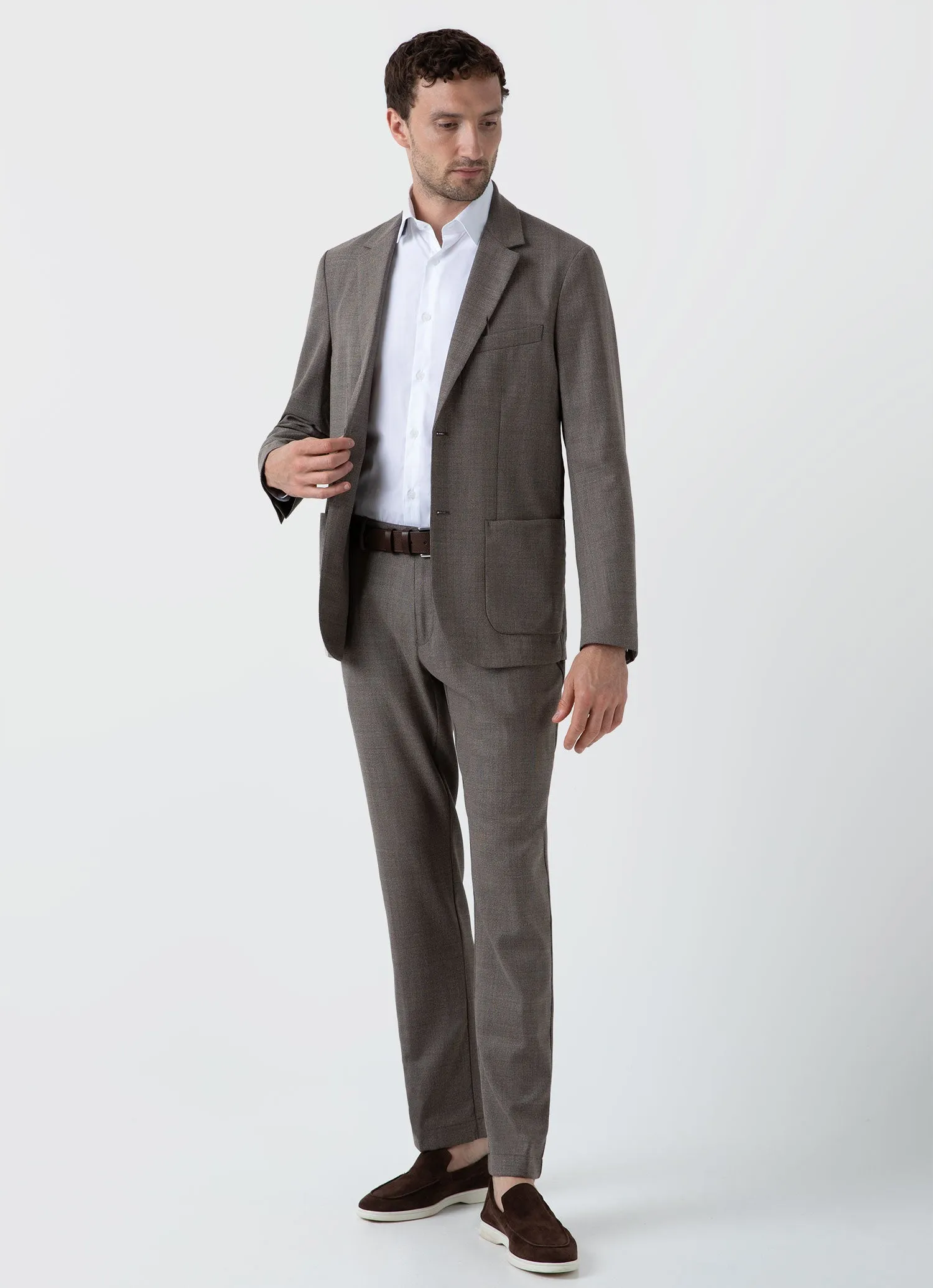 Men's Travel Wool Two-Piece Suit in Dark Stone Melange