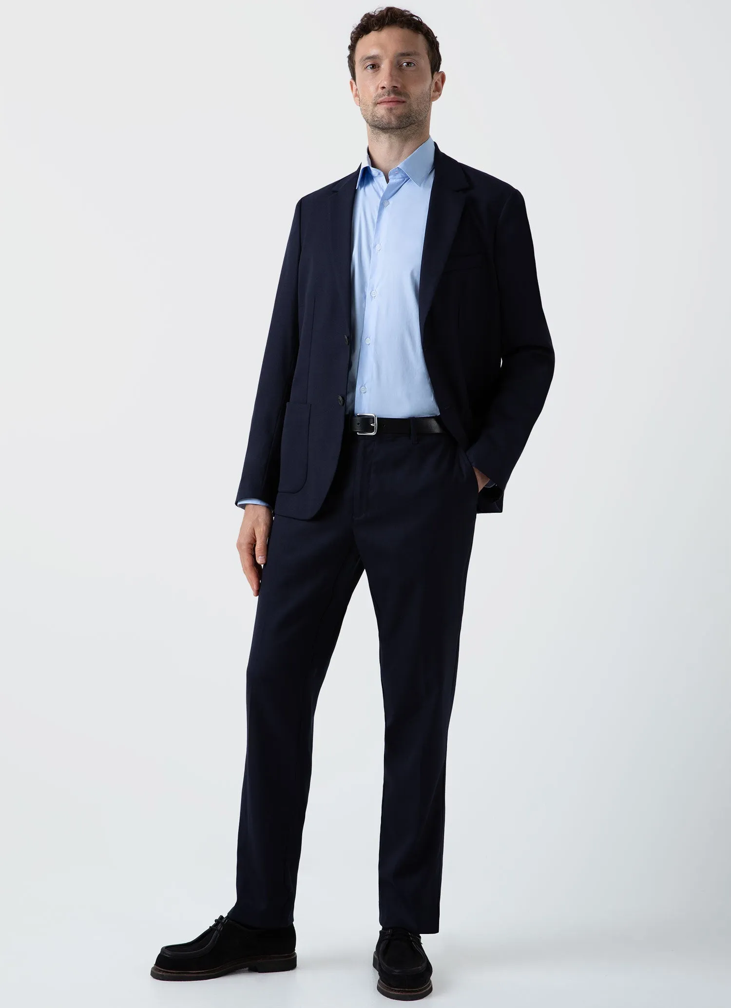 Men's Travel Wool Two-Piece Suit in Navy