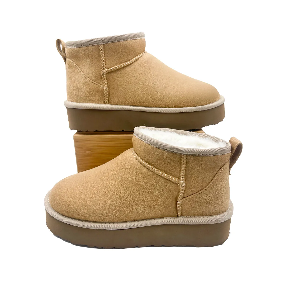 PAWJ Ultra Mini Platform Boot | Tan / Aspen Snow