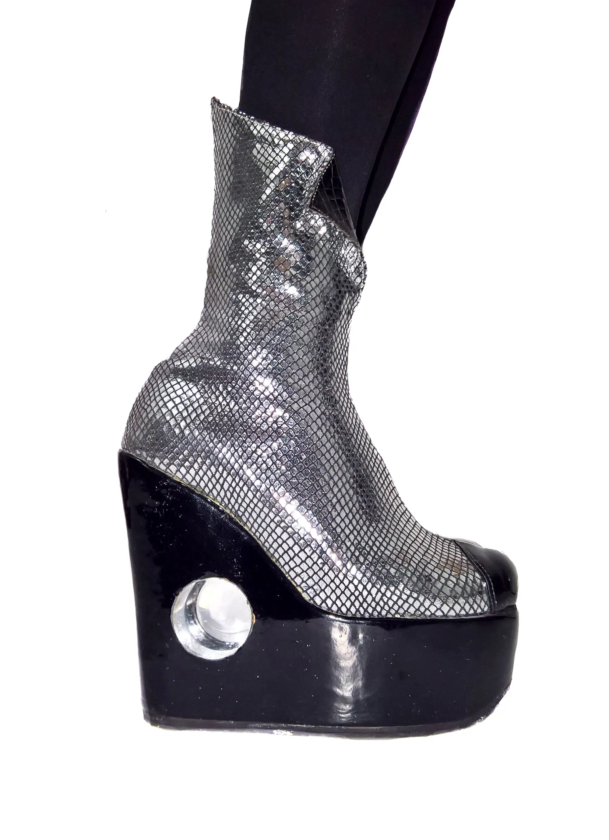 PEEPHOLE Platform Collar Boots w/ Perspex hole