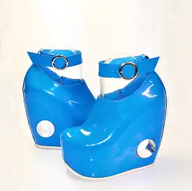 PEEPHOLE Platform Shoes - Blue Patent Leather & Perspex hole