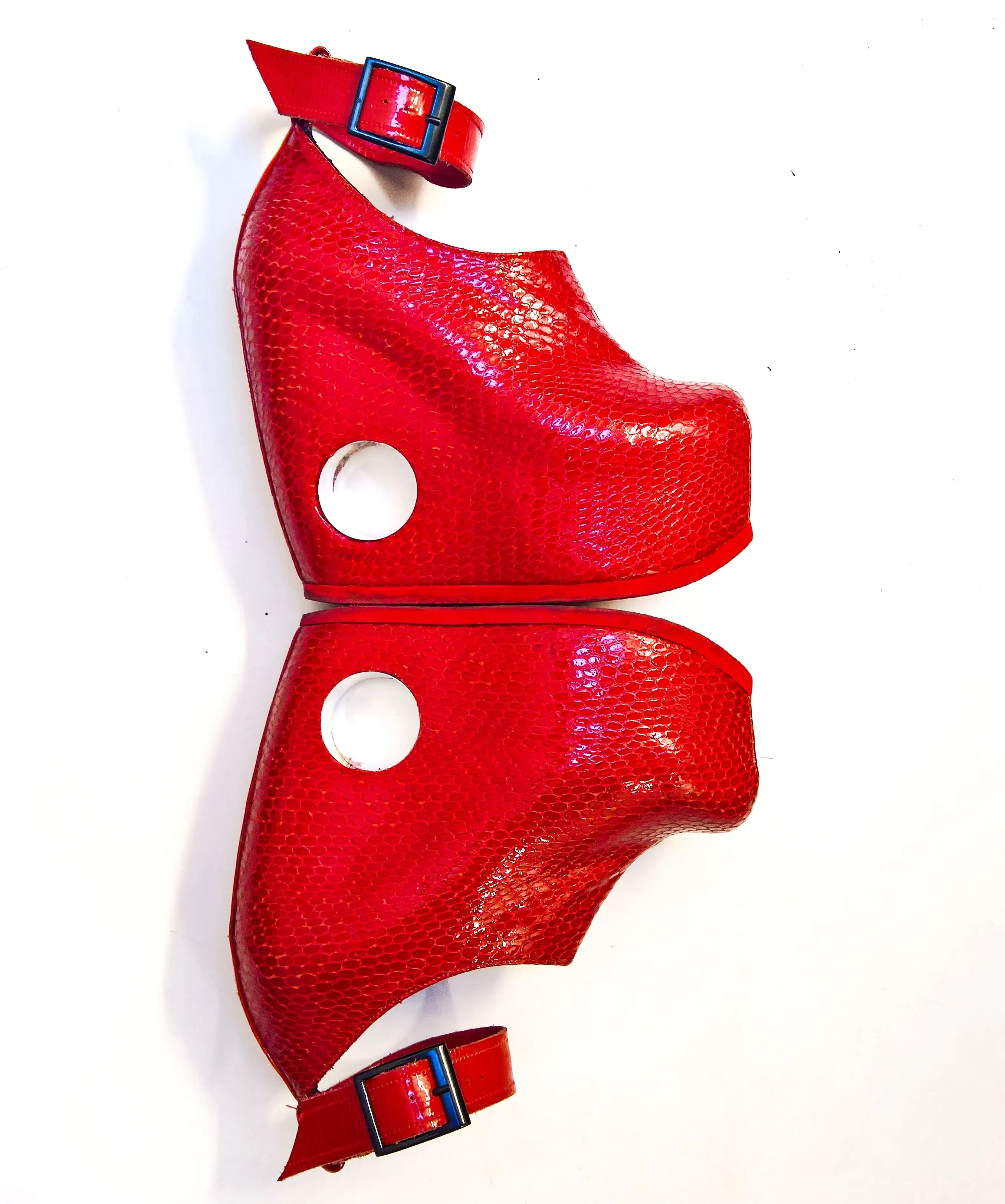 PEEPHOLE Platform Shoes - Red Patent Leather & Perspex hole