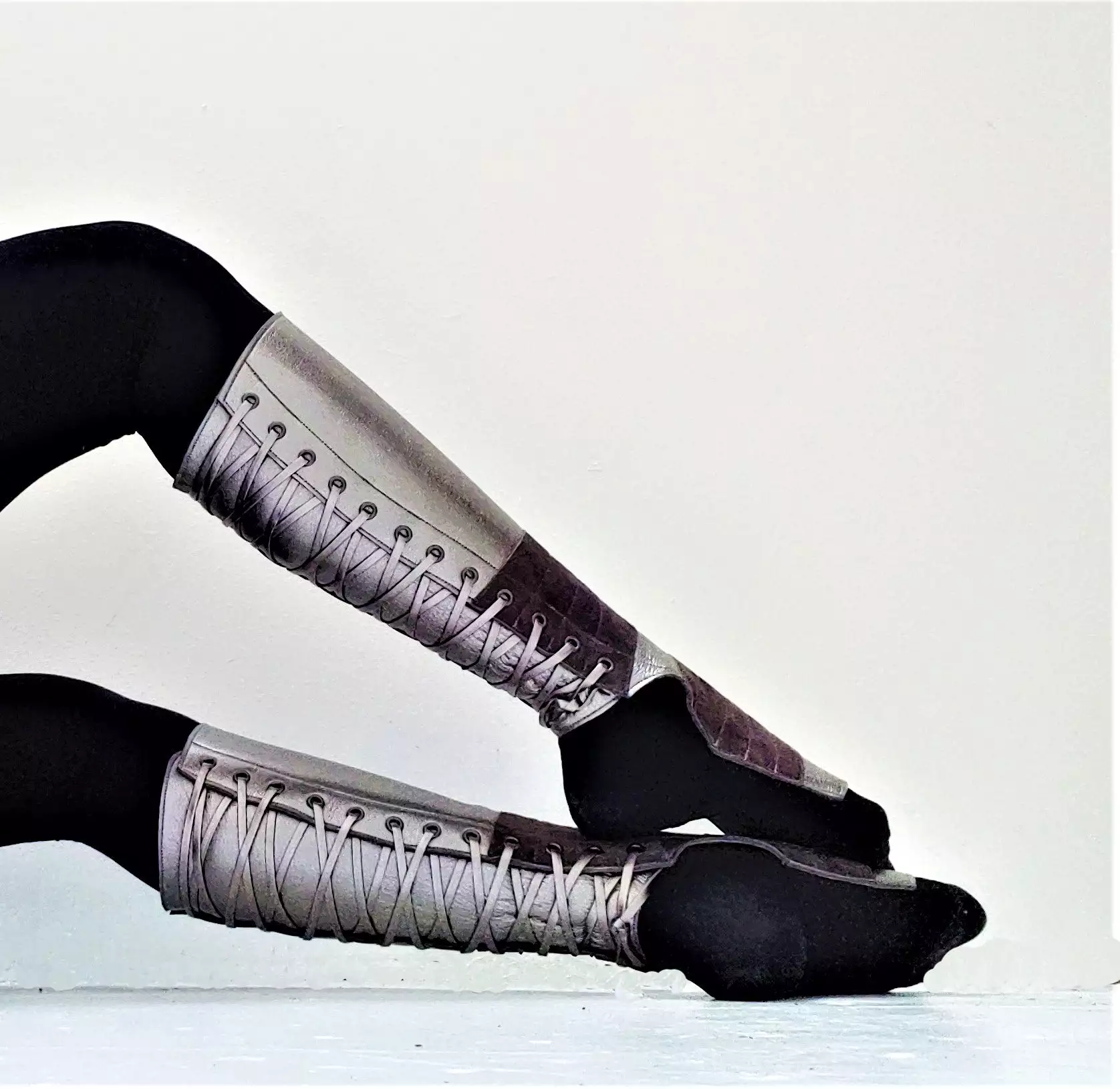 PEWTER/ Dark Silver METALLIC Aerial boots w/ Suede Grip