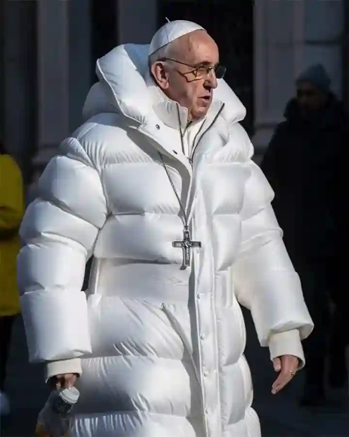 Pope Francis White Puffer Jacket - William Jacket