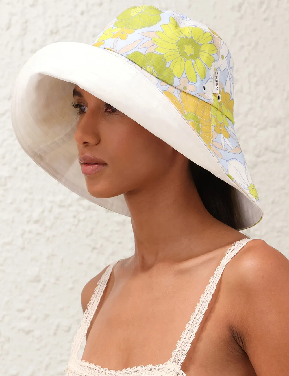 Printed Long Brim Bucket Hat