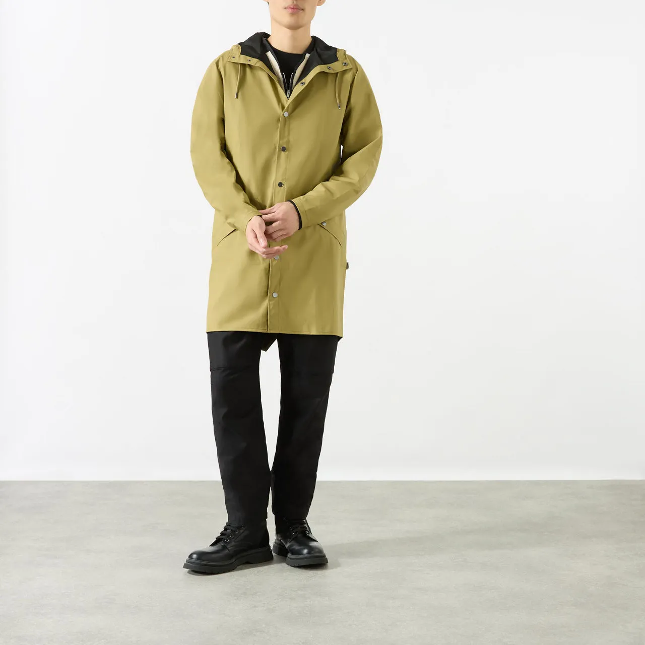 RAINS W3 Long Rain Jacket - Khaki