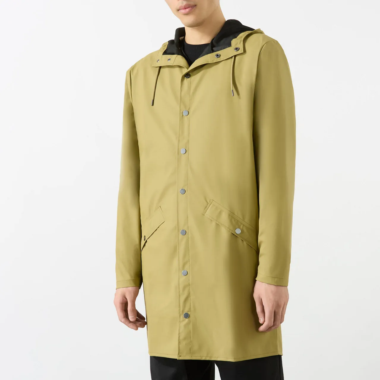 RAINS W3 Long Rain Jacket - Khaki