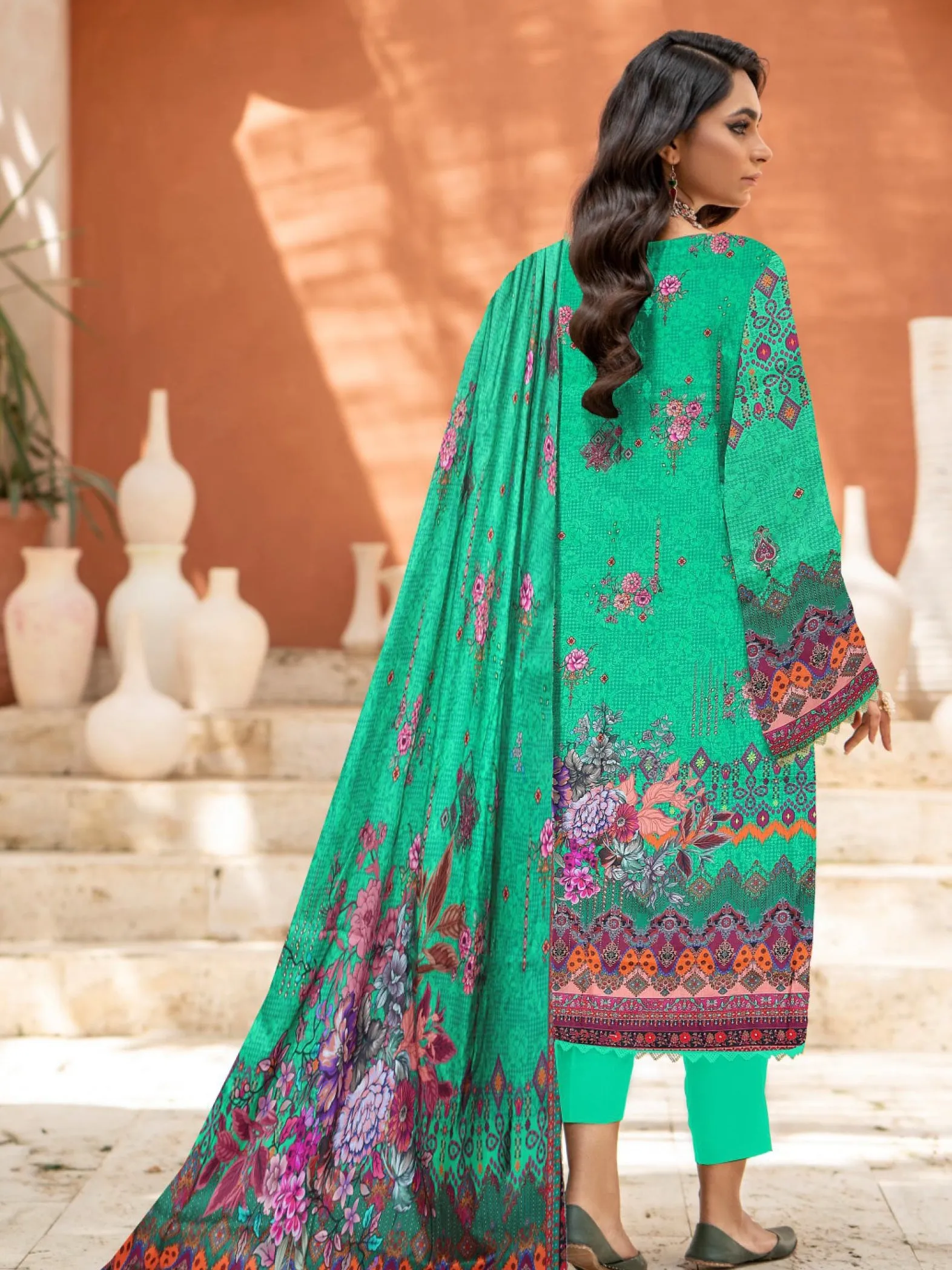 Rashk e Qamar Digital Printed Unique Linen Unstitched 3Pc Suit D-06