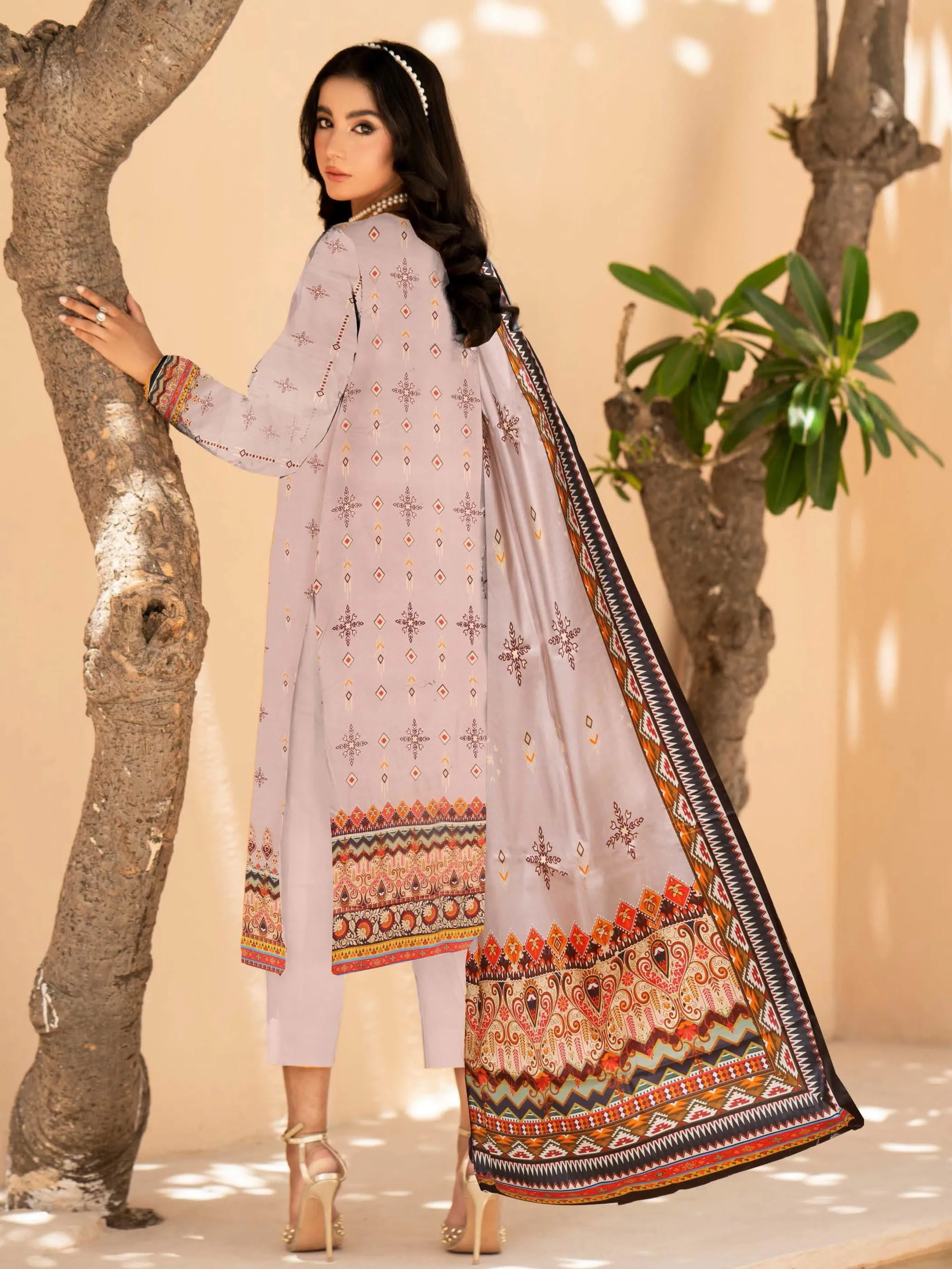 Rashk e Qamar Digital Printed Unique Linen Unstitched 3Pc Suit D-07