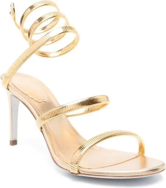 René Caovilla Juniper 80mm snake-chain sandals Gold