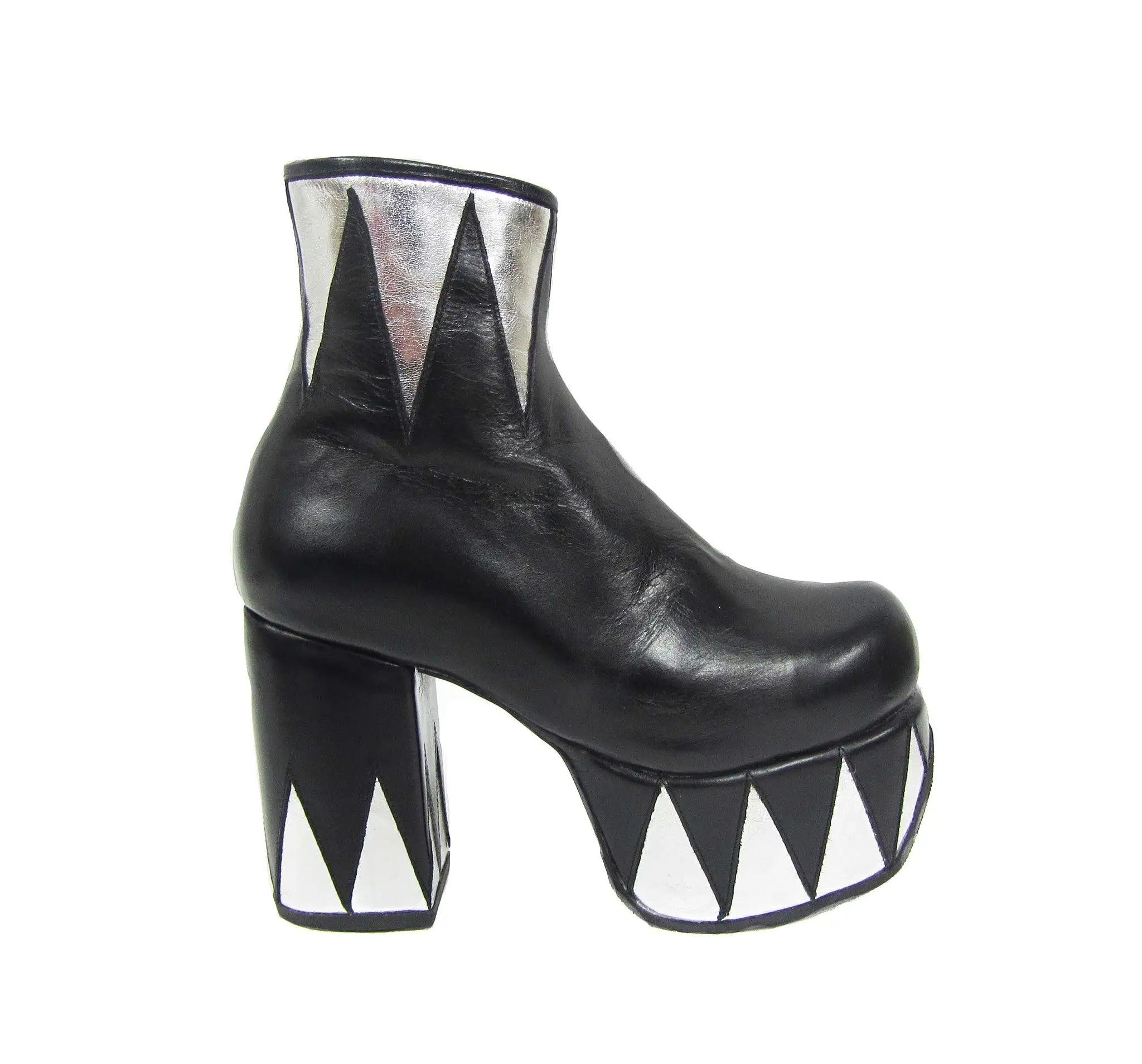 RINGMASTER Platform Ankle Boots - Black with Silver Details