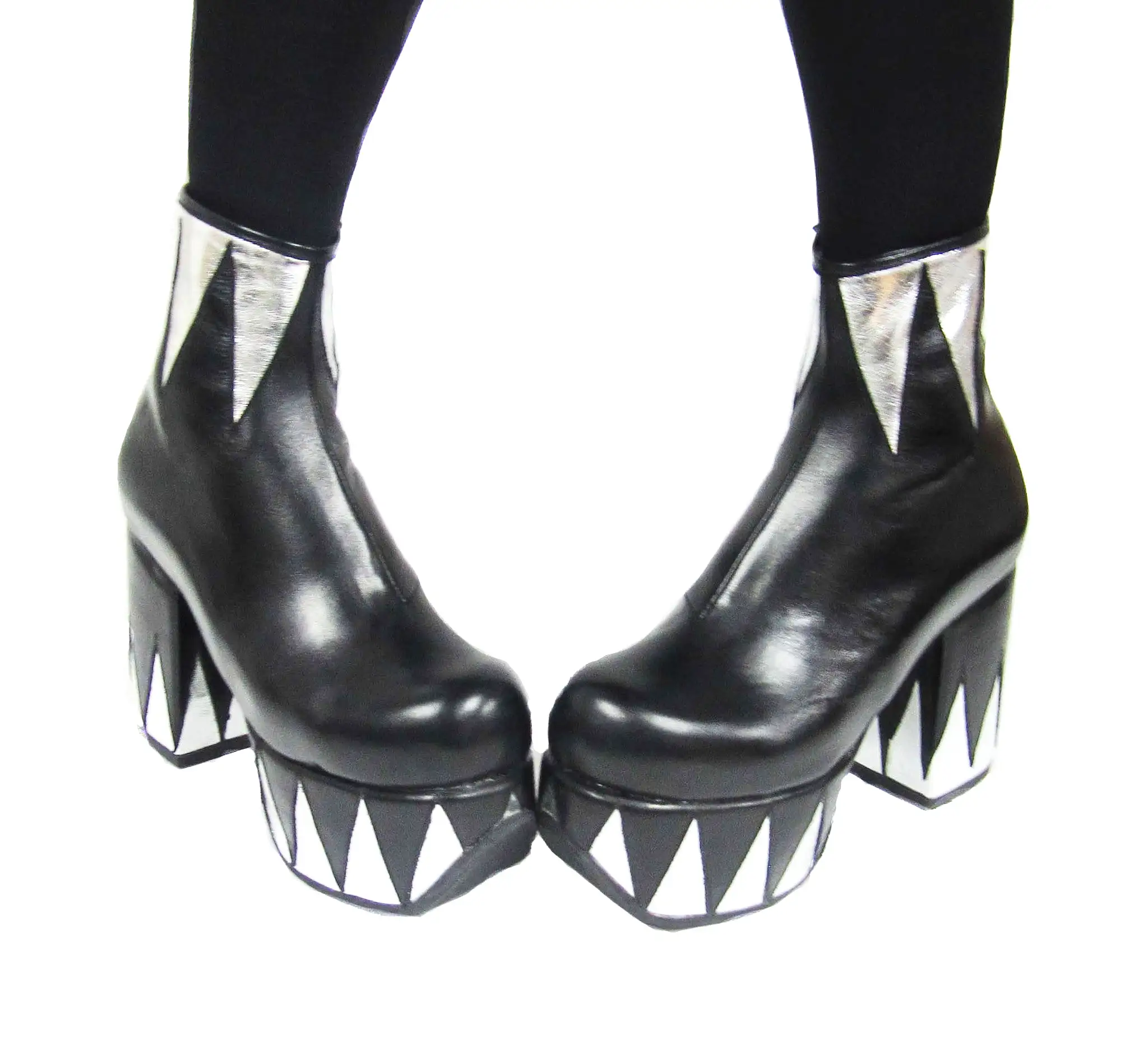 RINGMASTER Platform Ankle Boots - Black with Silver Details