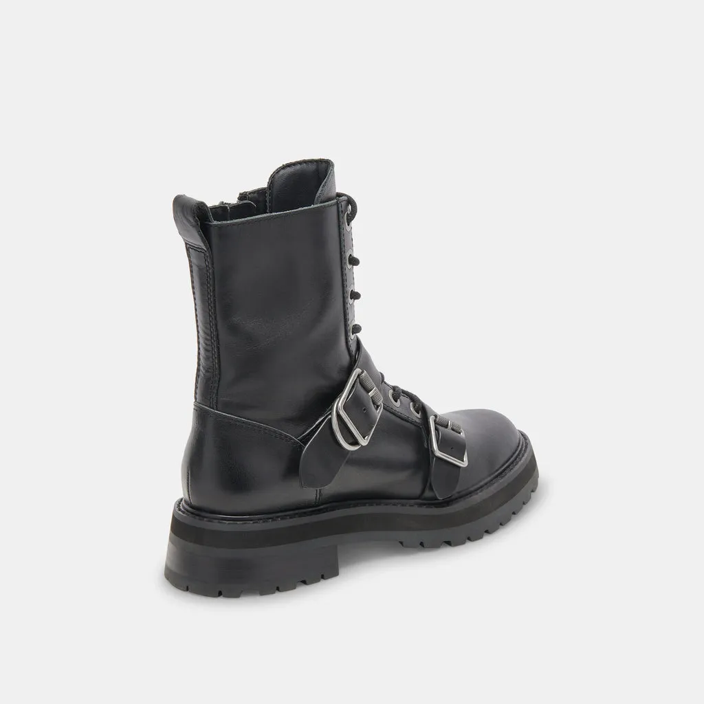 RONSON Boots Black Leather | Women's Black Leather Lug Boots– Dolce Vita 6908079702082