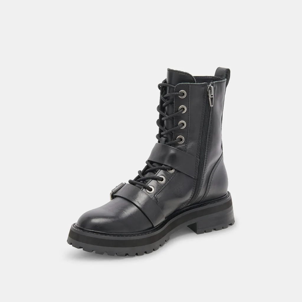 RONSON Boots Black Leather | Women's Black Leather Lug Boots– Dolce Vita 6908079702082