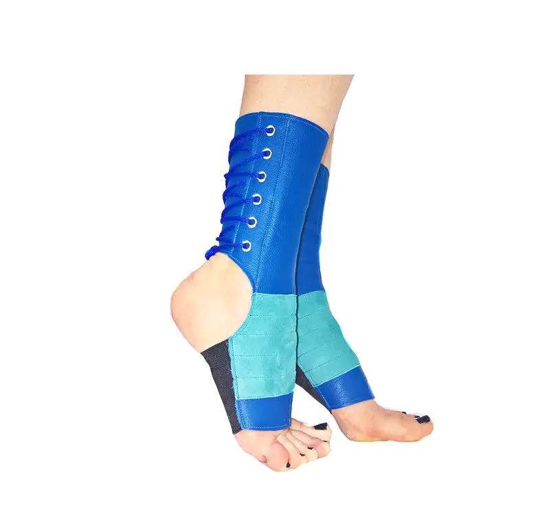 SHORT Aerial boots in BLUE leather & TURQUOISE Suede