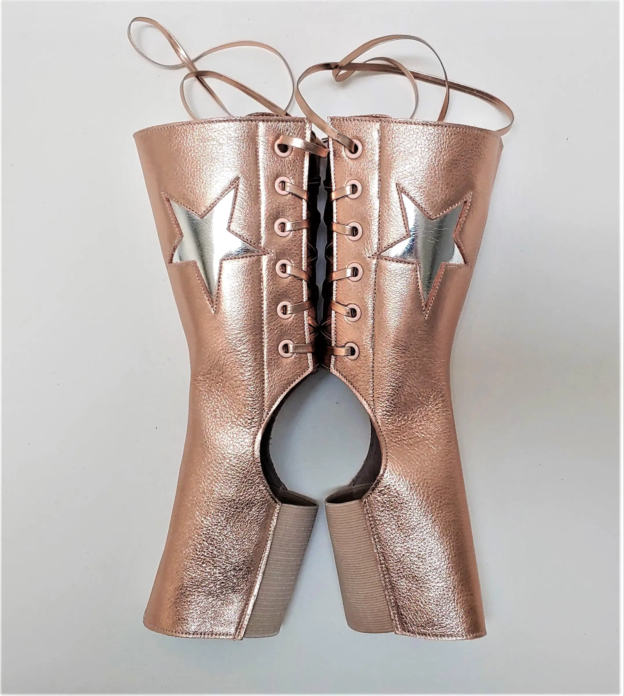 Short Aerial boots in ROSE GOLD w/ Silver STAR