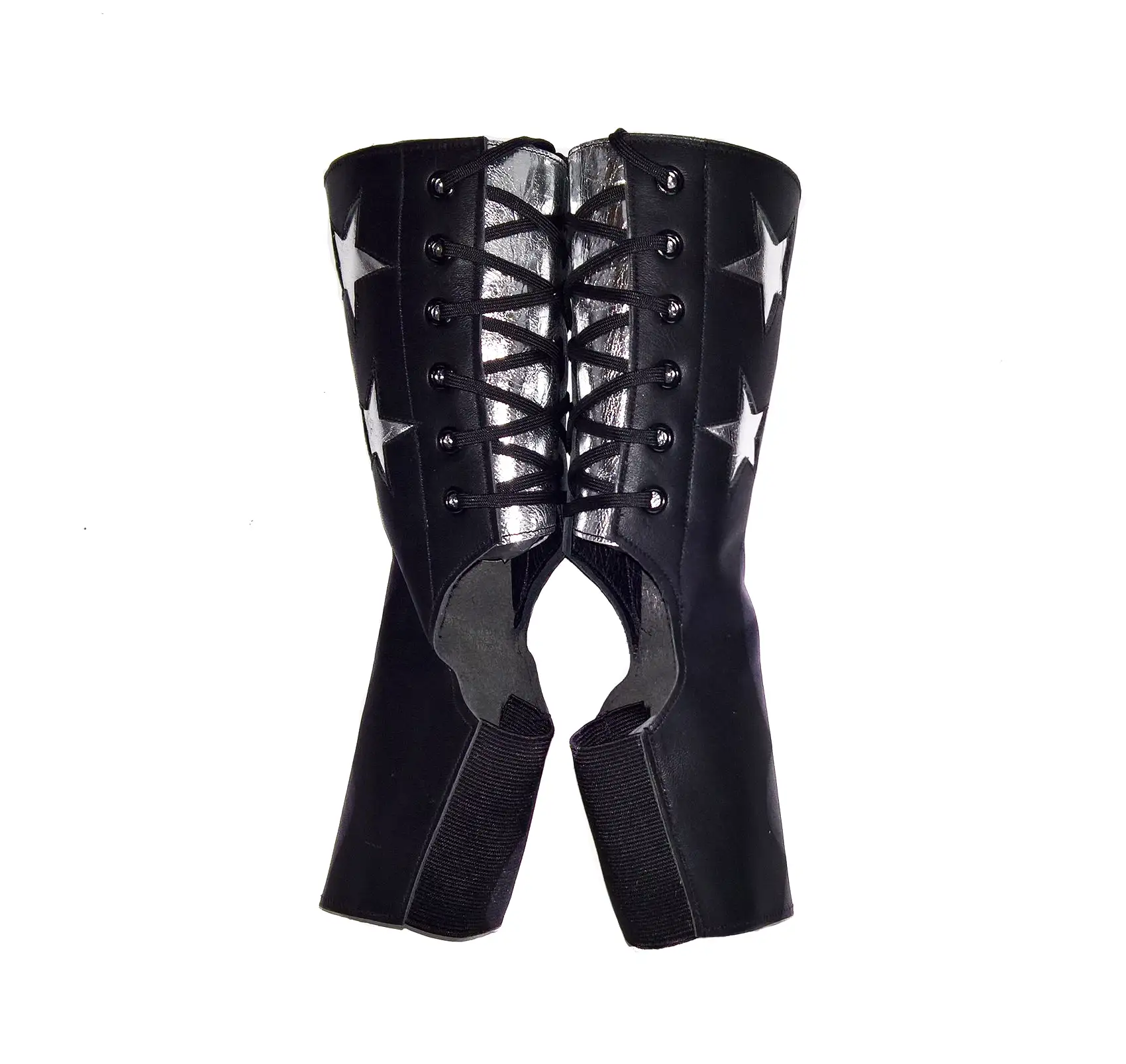 SHORT Black Aerial boots w/ 2 Silver Stars + back