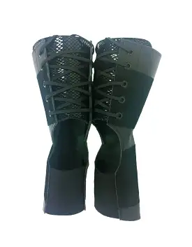 SHORT Black Aerial boots w/ Reflective Snake Print Back + Suede Grip