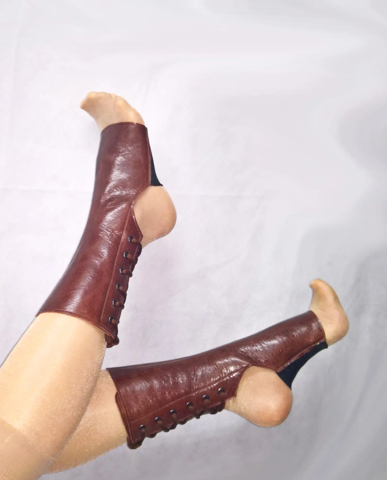 Short Chestnut BROWN Leather Aerial boots