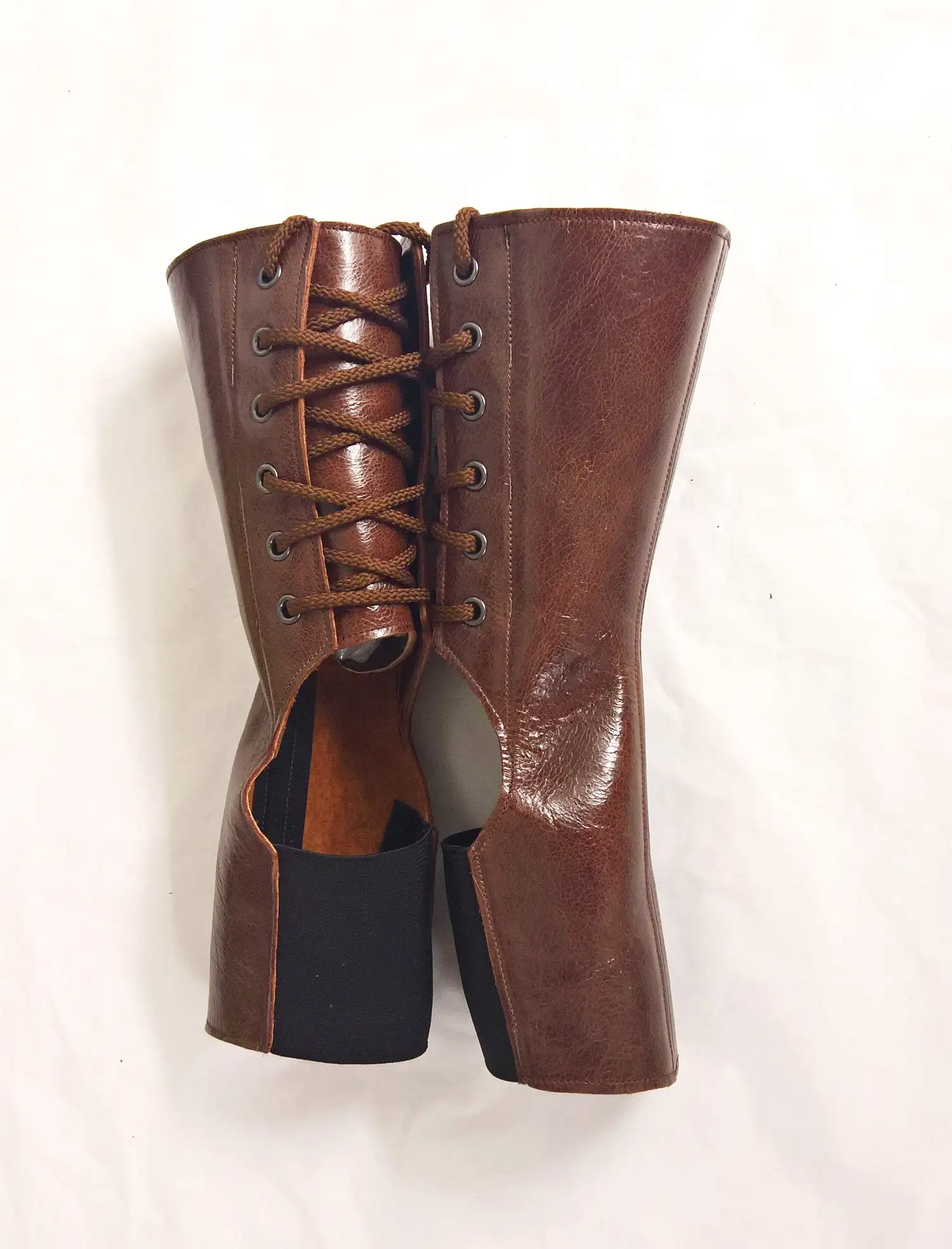 Short Chestnut BROWN Leather Aerial boots