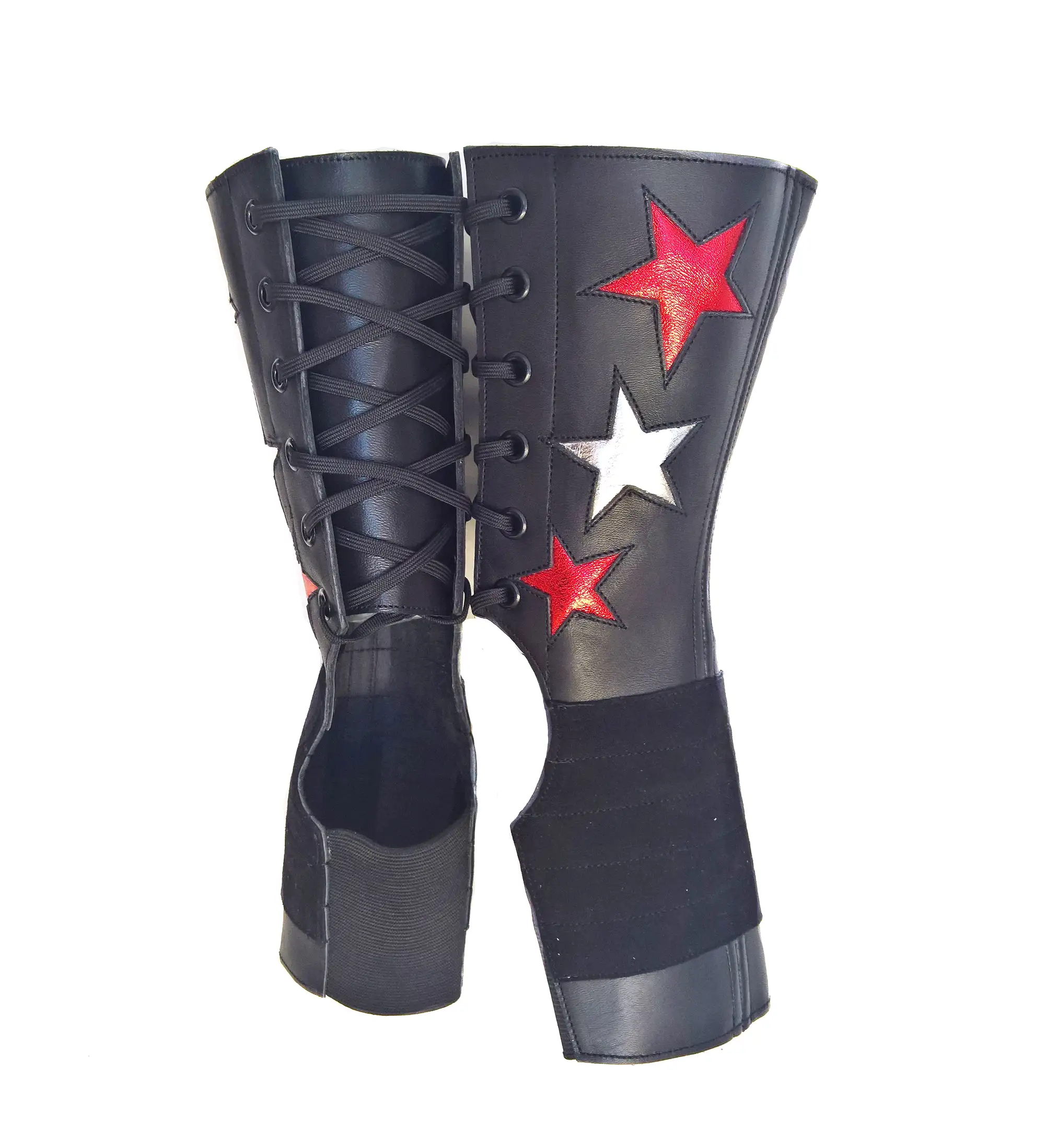 SHORT Stardust Aerial boots w/ Silver & Red Stars + Grip Panel