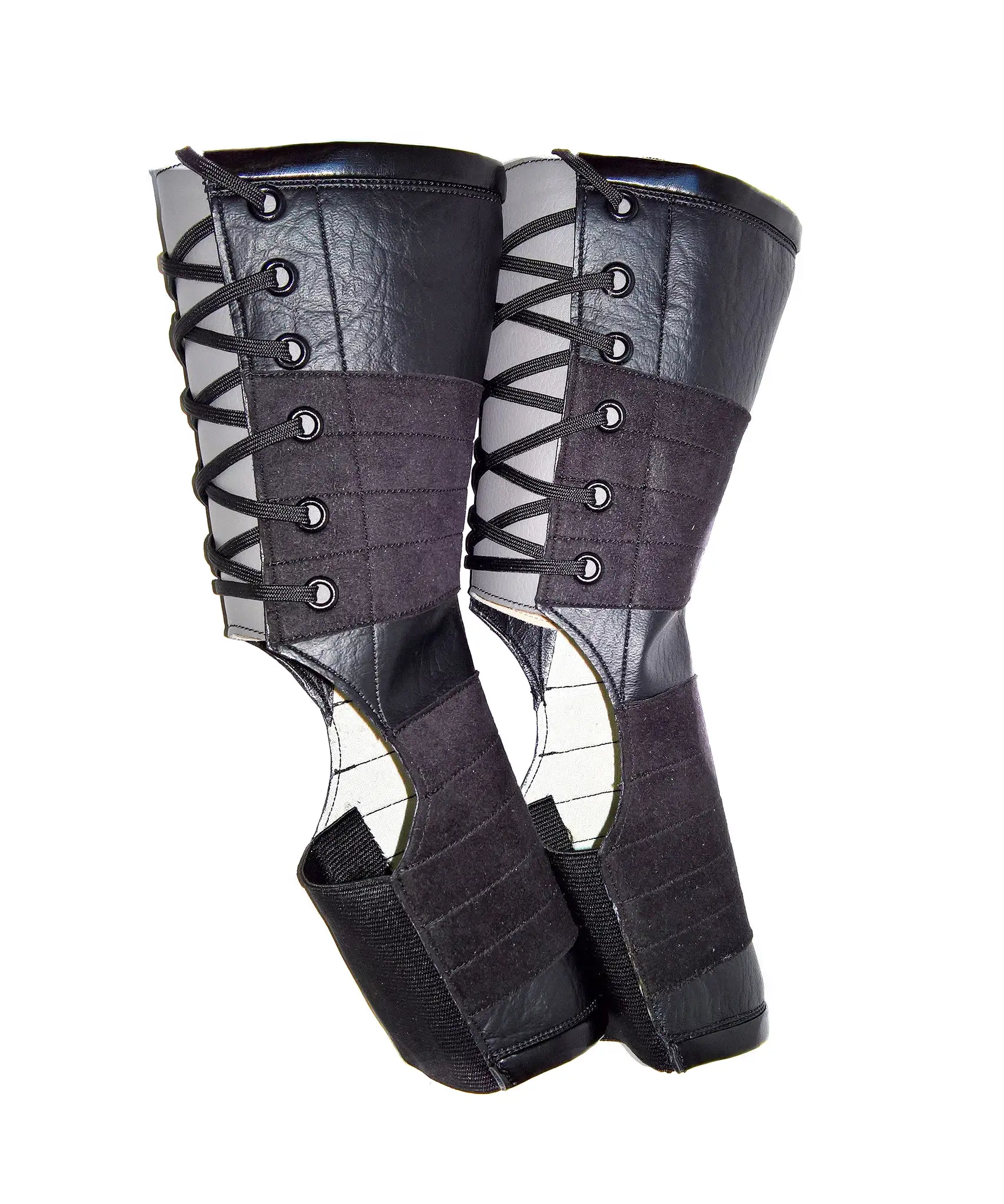 Short VEGAN Black Aerial Boots w/ GREY Back + grip panels