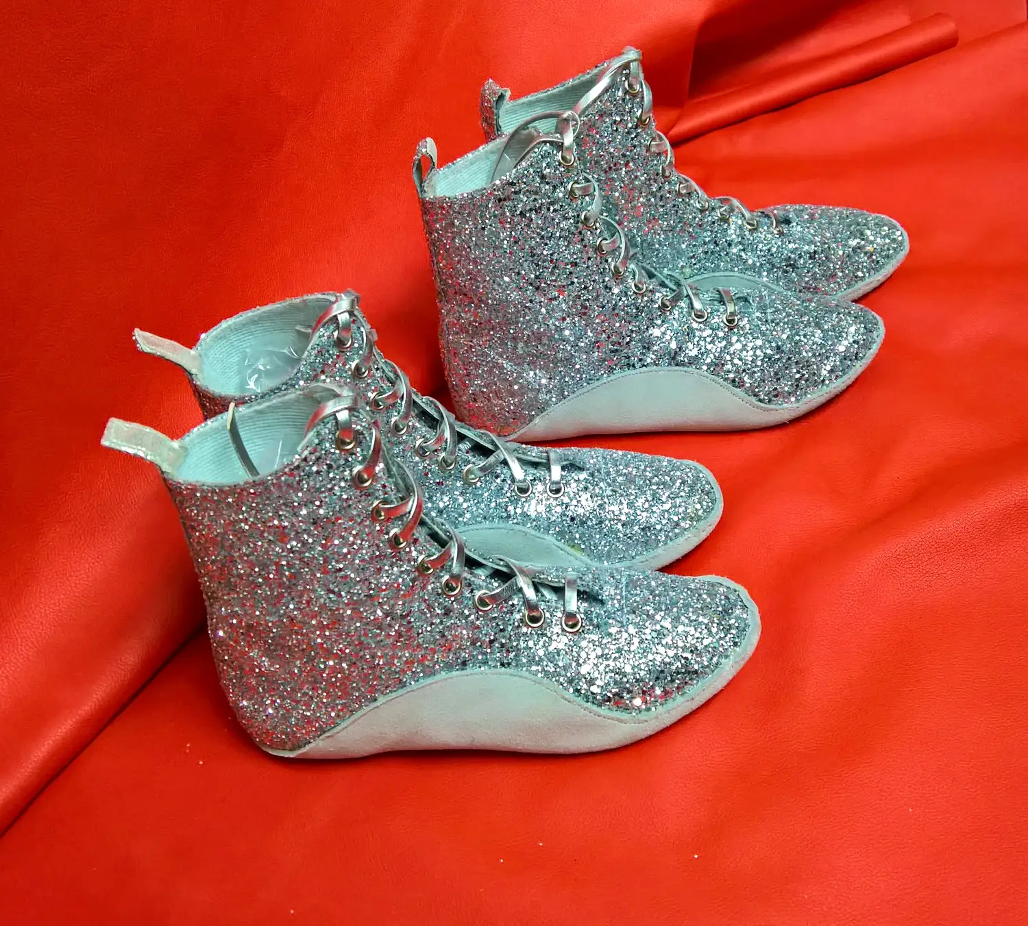 Silver Glitter Tightrope Boots