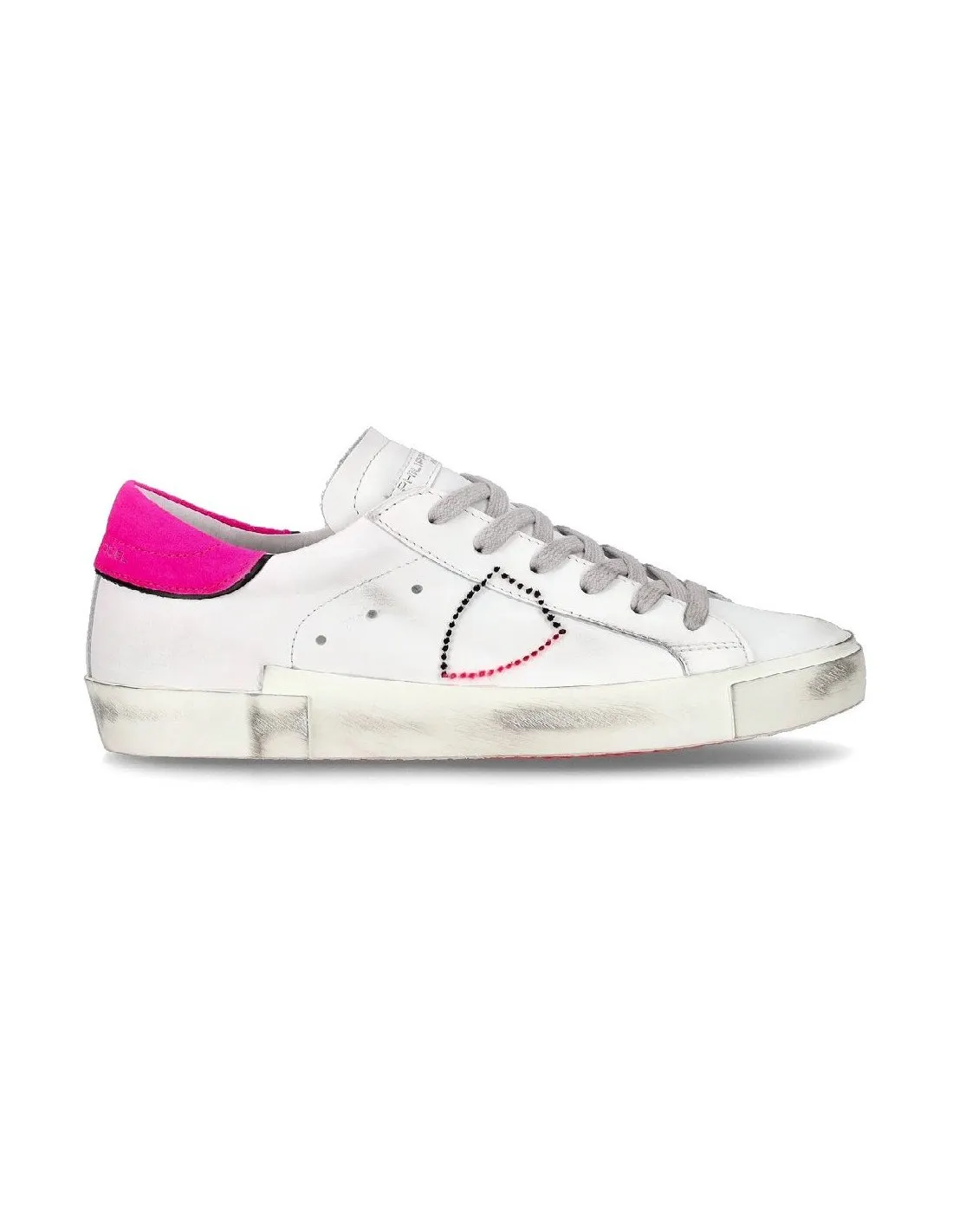 Sneakers philippe model donna bassa PRSX prld vb40 bianco e fucsia