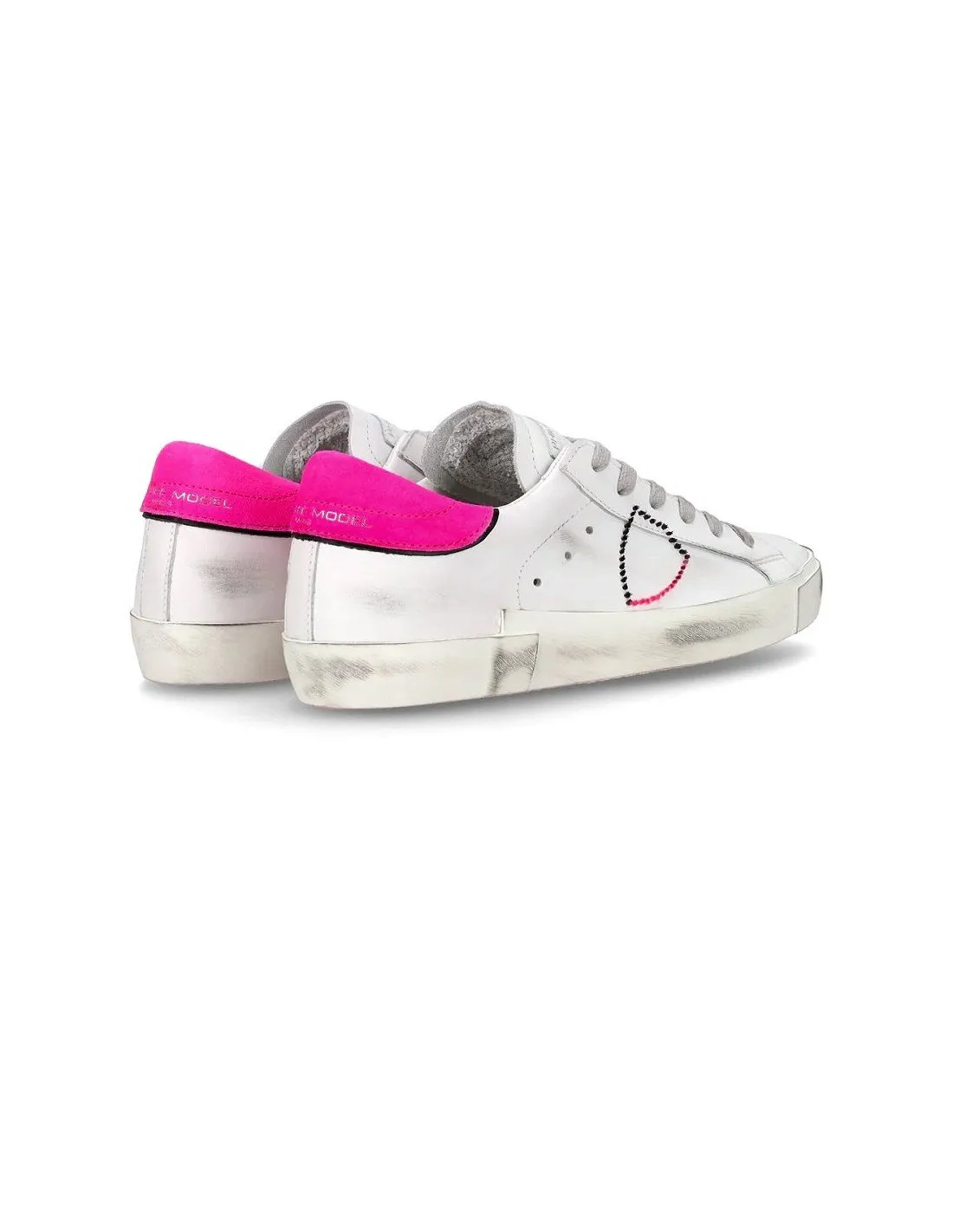 Sneakers philippe model donna bassa PRSX prld vb40 bianco e fucsia