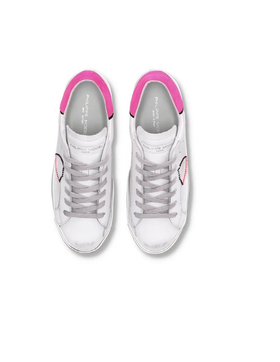 Sneakers philippe model donna bassa PRSX prld vb40 bianco e fucsia